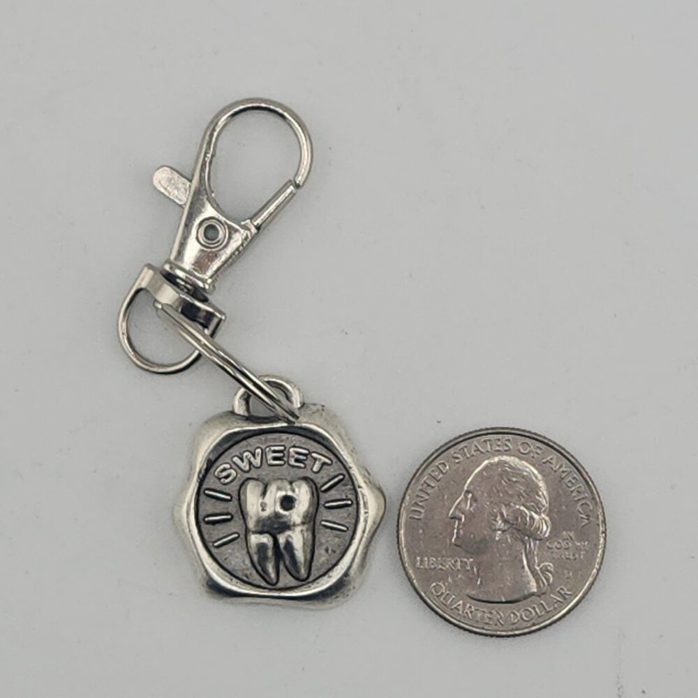 Handmade Pewter Sweet Tooth Charm - Nickel Free! Bag Charm/Keychain/Zipper Pull